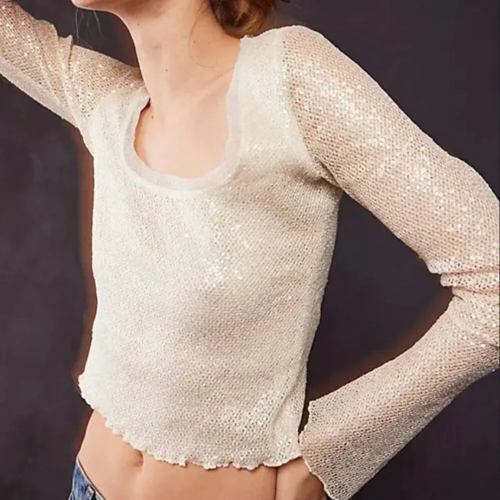 NWOT Free People Late Night Disco Layering Top